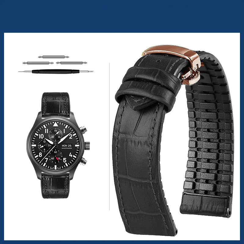 Premium Cowhide Leather Watch Strap with Butterfly Buckle - Various Sizes