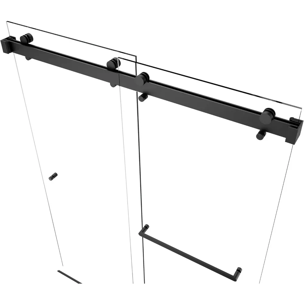 Shower Door, 60" W, Frameless Shower Door, Clear Tempered Glass, Semi-Frameless Dual Sliding Glass,Bathroom Glasss Showers Doors 4