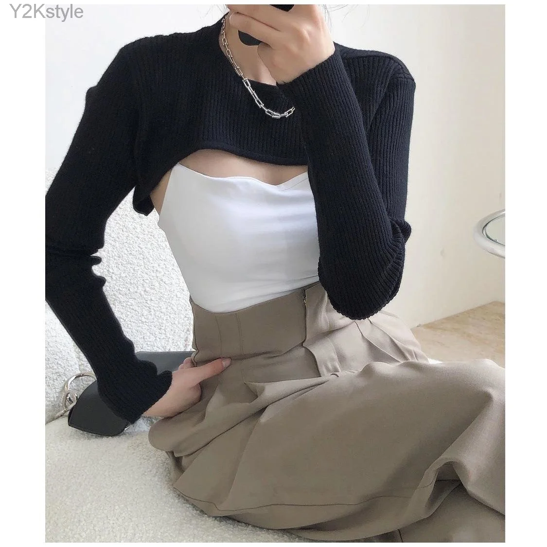 

T-shirts Women Long-sleeve Sunscreen Spring Summer O-neck Designed Chic Popular Ins Hotsweet Slim Sexy Crop Tops Stylish Leisure