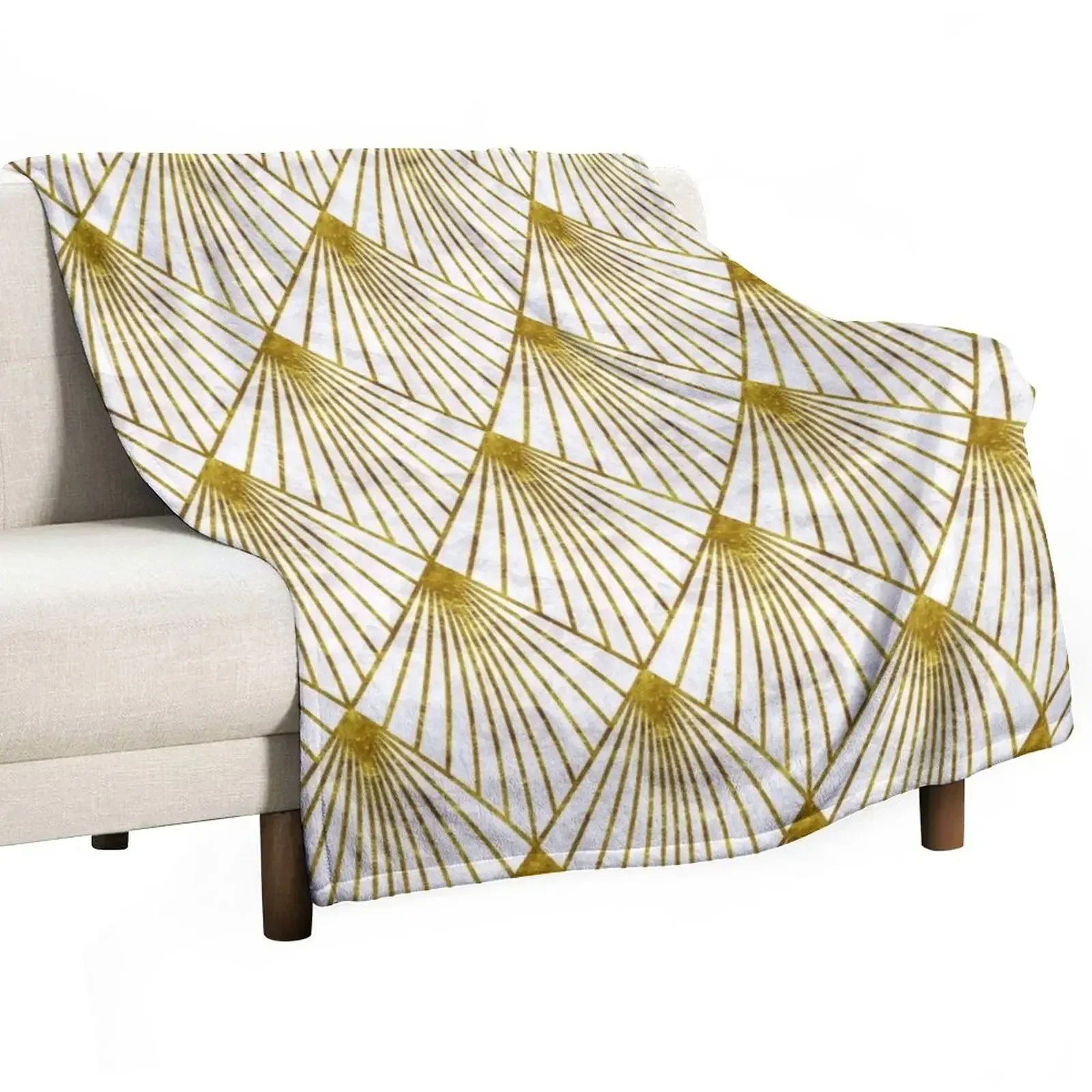 

Art deco gold and white Throw Blanket Nap Bed linens valentine gift ideas Blankets For Baby Blankets
