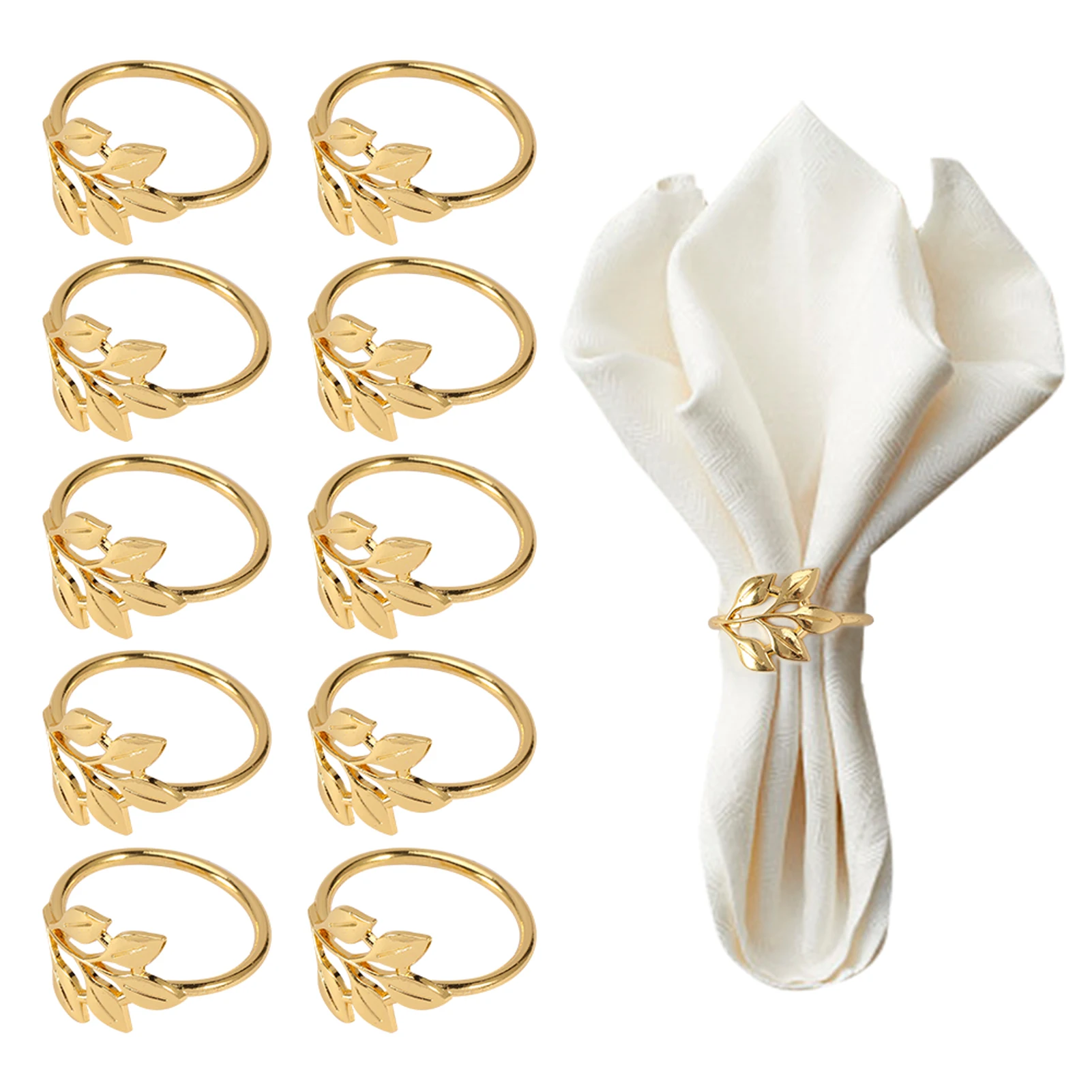 20pcs Elegant Gold Napkin Ring Leaf Shape For Wedding Featiavls Birthday Parties Table Decor
