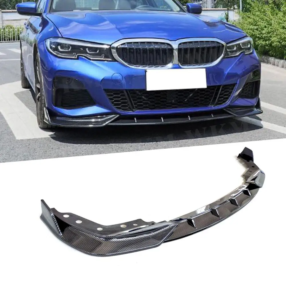 

Передний бампер ABS Carbon Look, спойлер для губ, разветвители для подбородка для BMW 3 серии G20 G28 2019 2020, блеск, черная защита Бампера