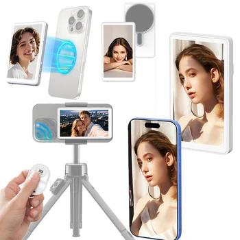 Monitor wireless con schermo per fotocamera posteriore, schermo magnetico per selfie su smartphone, per vlog, live streaming, registrazione video, strumento per selfie all'aperto