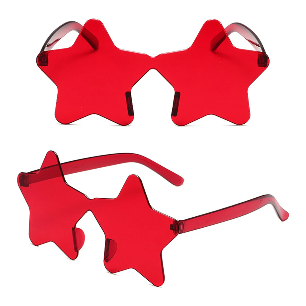 1Pc Frameless Star Shaped Solid Color Glasses For Cosplay Eyewear Cool Disco Glasses For Women Men Fashion Pentagram_voghion.com