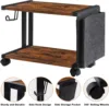 Printer Stand with Storage Bag Under Desk Printer Table on Wheels 2 Tier Small Desktop Rolling Stand Shelf  (Brown) 1