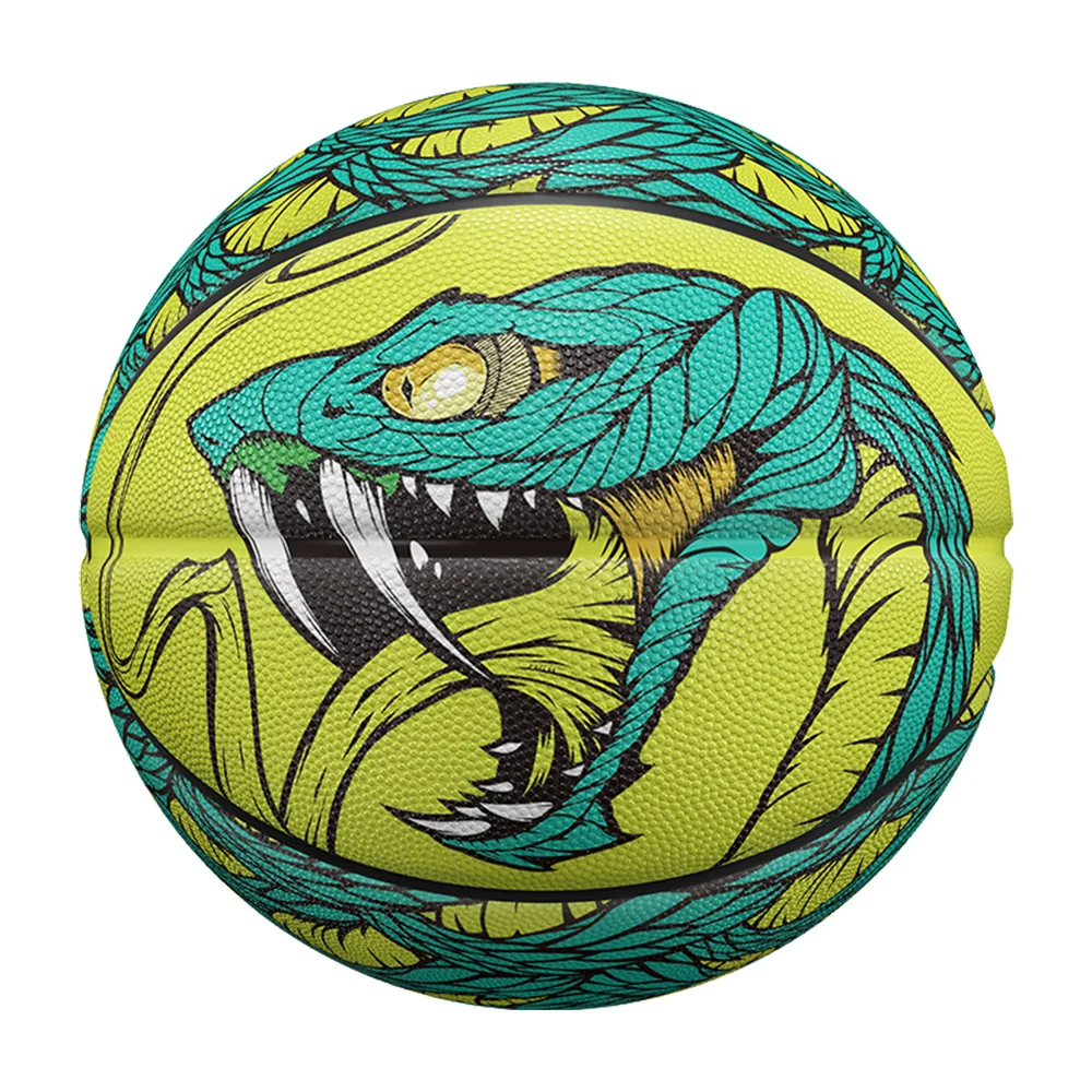 Pythons Printing Basketball Size 7 Official Certification Game Basketball with Pump Needle Net 3 Layers Outdoor Training Ball