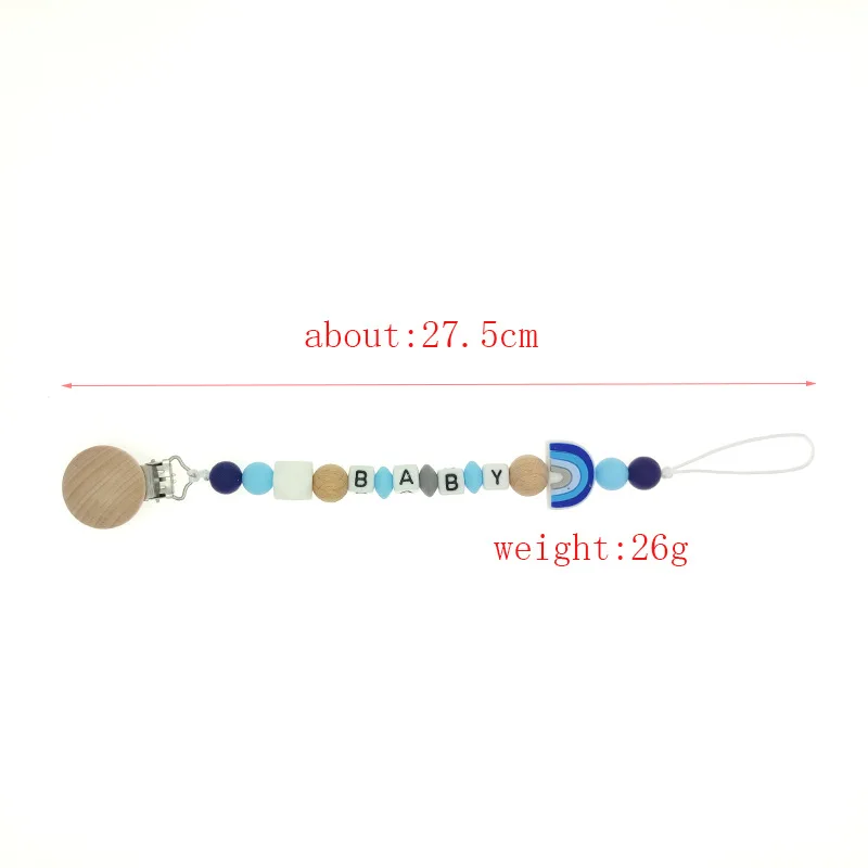 Personalized Name Pacifier Holder Chain Handmade Beech Wooden Clip Cilicone Teether Baby Teething Toy Newborn Chew Gift teething toys