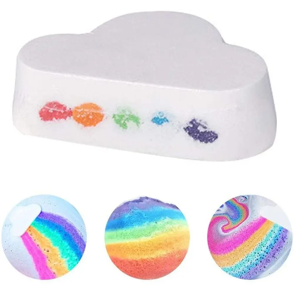 

Rainbow Cloud Bath Bomb Useful 110g Colorful Sea Salt Bath Salt Ball Dry Skin Exfoliating Moisturize Massage Brush