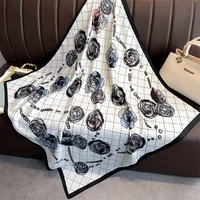 Women Fashion 90*90cm Print Silk Scarf Female Square Scarves Headband Foulard Ribbon Wraps Hairband Neckerchief Shawls Bandanna 6