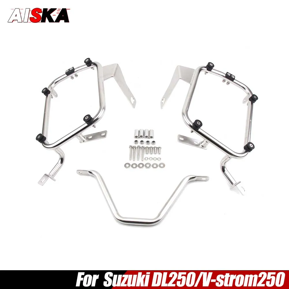 

Motocrycle Side Box Rack For Suzuki DL250 V-Strom 250 Luggage Case Silver Bracket Right Left Side Boxes Holder