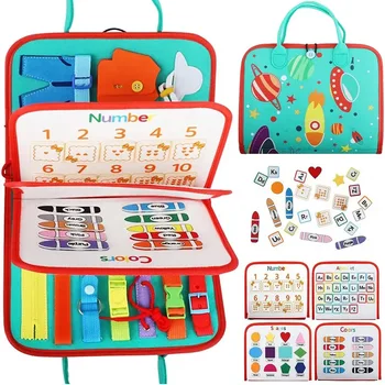 Toddler Montessori Busy Board for Ages 1-3 Busy Sensory Educational Toys Travel Toys Toddler Montessori Busy Board for Ages 1-3