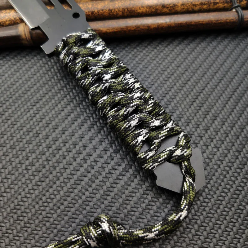 Real CS GO Paracord Knife Counter Strike Tactical Straight Cutter Survival Hunting Knives Camping With Leather Sheath sheath knife camping knife tactical knife fixed blade knife