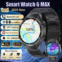 GPS track Men 1.50 inche 360*360 AMOLED HD Screen Watch 6 Max G T6 Smartwatch BT Call Health Monitoring sports Smartwatch New