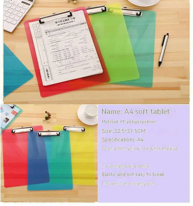 Transparent Clipboard A4 A5 Hook Plastic File Folders Document Holders Writing Board Clip
