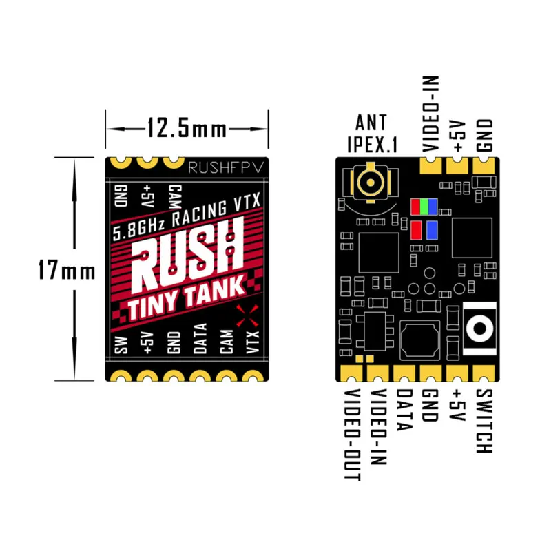 RUSHFPV TANK TINY VTX 48CH 350mW Transmetteur FPV Micro 5V