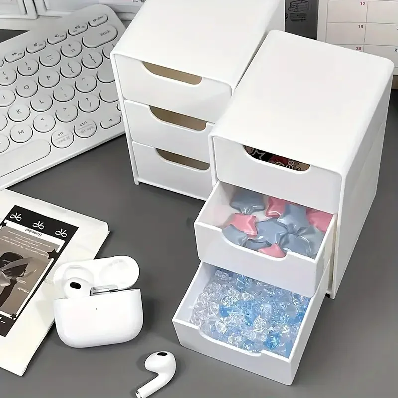 3-Tier Cosmetic Storage Organizer with Drawers – Multifunctional Plastic Makeup & Jewelry Countertop Storage Box
