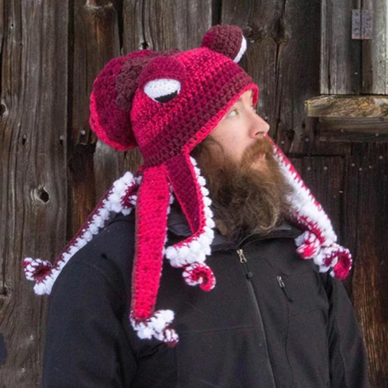 Verrückter Oktopus-Hut Aus Weichem Flanell – Lustige Krakenmütze Für Karneval, Halloween & Partys