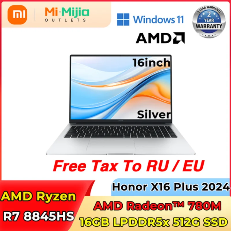 HONOR MagicBook X16 Plus Laptop AMD Ryzen R7 8845HS 16GB 32GB 512GB 1TB 16" Inch 60Hz/120Hz Notebook Ultrabook Computer PC notebook laptop