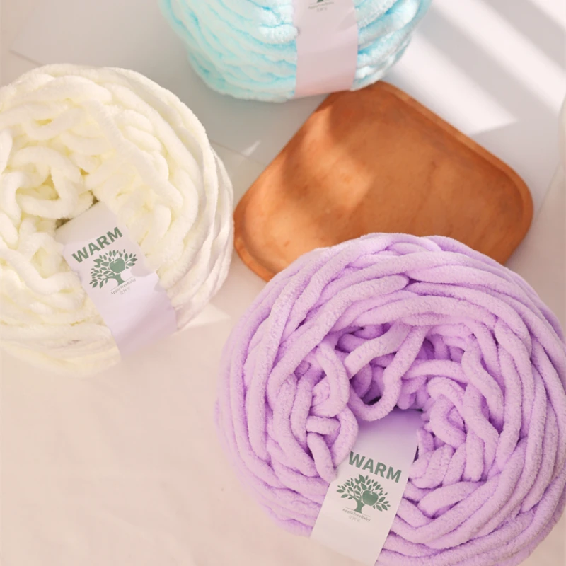100g/45M Ice Strip Yarn Coarse Wool Chenille Velvet Chunky Yarn for Sweaters Hand-woven Diy Softknitted Scarf Wool Threads 4