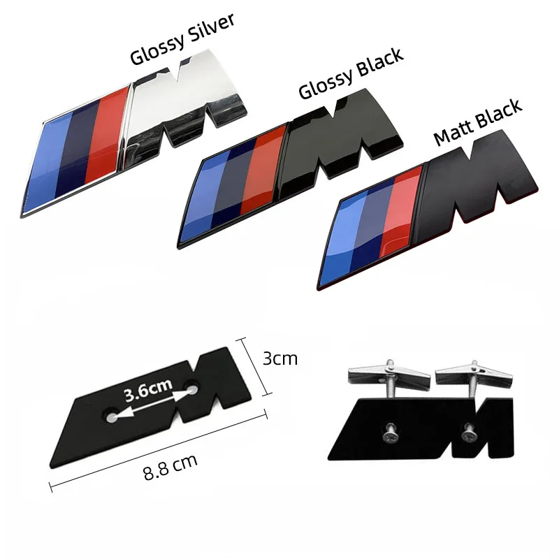 3D M 엠블럼 자동차 전면 그릴 배지 액세서리, BMW E46 E90 E60 F10 G20 F30 F20 G15 G30 X1 X2 X3 X4 X5 X6 X7 G16 G08 G26 G14