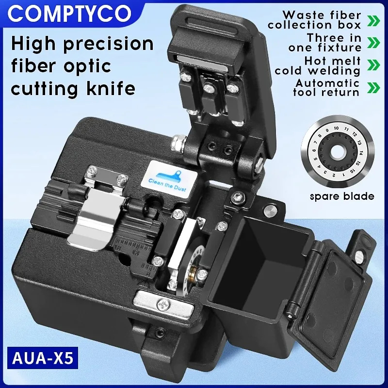 

COMPTYCO AUA-X5 Fiber Cleaver FTTH холодное горячее плавкое соединение оптический волоконный кабель режущий нож инструменты 16 лезвие