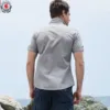 Fredd Marshall 2023 Summer New Solid Color Cargo Shirt Men 100% Polyester Short Sleeve Casual Plain Pocket Work Shirts for Men 4