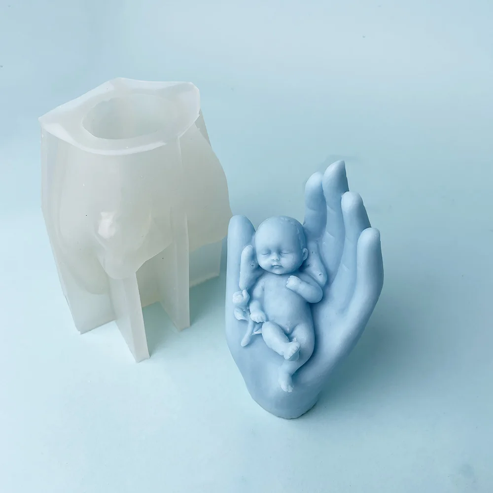 Angel Human Hand Silicone Candle Mold, Palm Baby Soap, Plaster Mould, Kid Chocolate Ice Making, Desk Decor, Mother's Day Gift