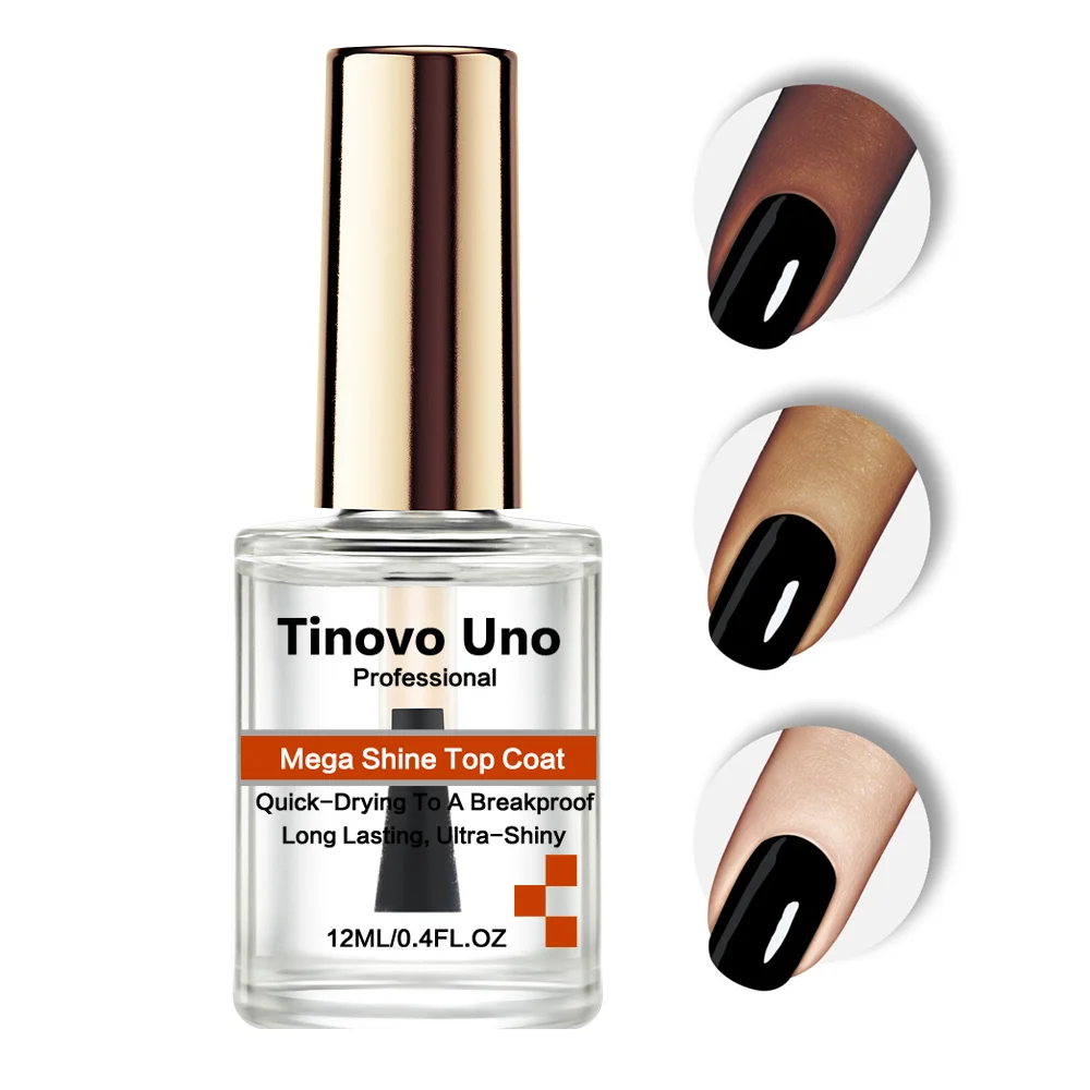 Tinovo Uno Mega Shine Top Coat Ultra Shine Nail Hardener Regular Normal Nail Polish Long Lasting Repair Thin Brittle Nails Art 6