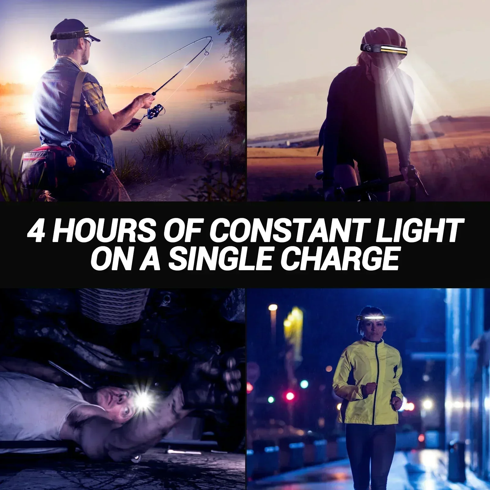 LED Flashlight LED Headlamp Head Lamp Portable Flashlight Rechargeable Flashlight LED Headlight 230&deg; Induction Headlamp USB Rechargeable Head Light Sensor LED Flashlight Outdoor Lighting Lamp Camping Hiking Emergency Usage
