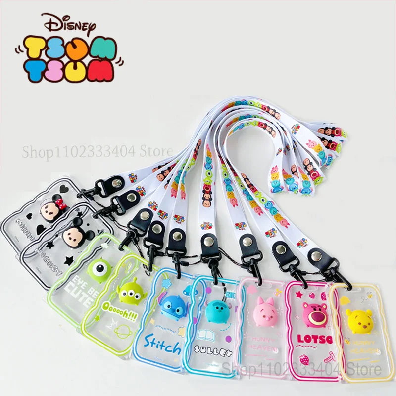 Disney Mickey Minnie Stitch Lotso Winnie Maialino Alien Lanyard Card Cover Protettiva Per Scheda Di Accesso Carta Pasto Metropolitana Bus Card