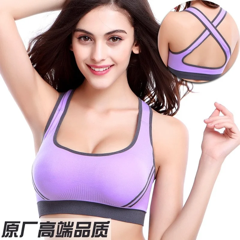 Large size no steel ring cross beautiful back sports underwear seamless  gathering shockproof yoga sleep running bra - AliExpress