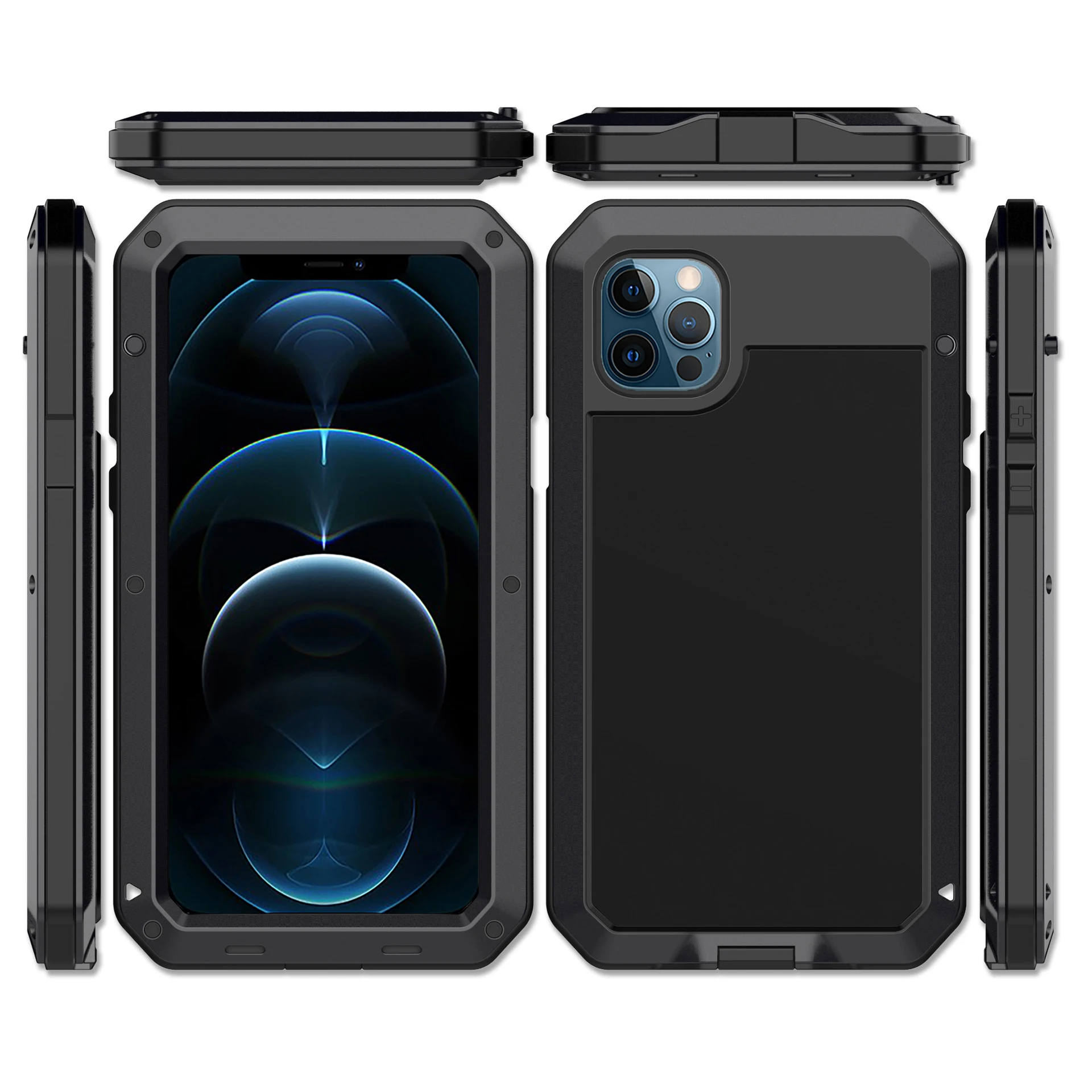 thumbnail image 1 of Funda protectora resistente Armor para iPhone 7 8 Plus XR X Xs 11 12 13 Pro Max 14 15 Plus SE SE2 360 cubierta a prueba de golpes con tanque de metal, 1 of 5