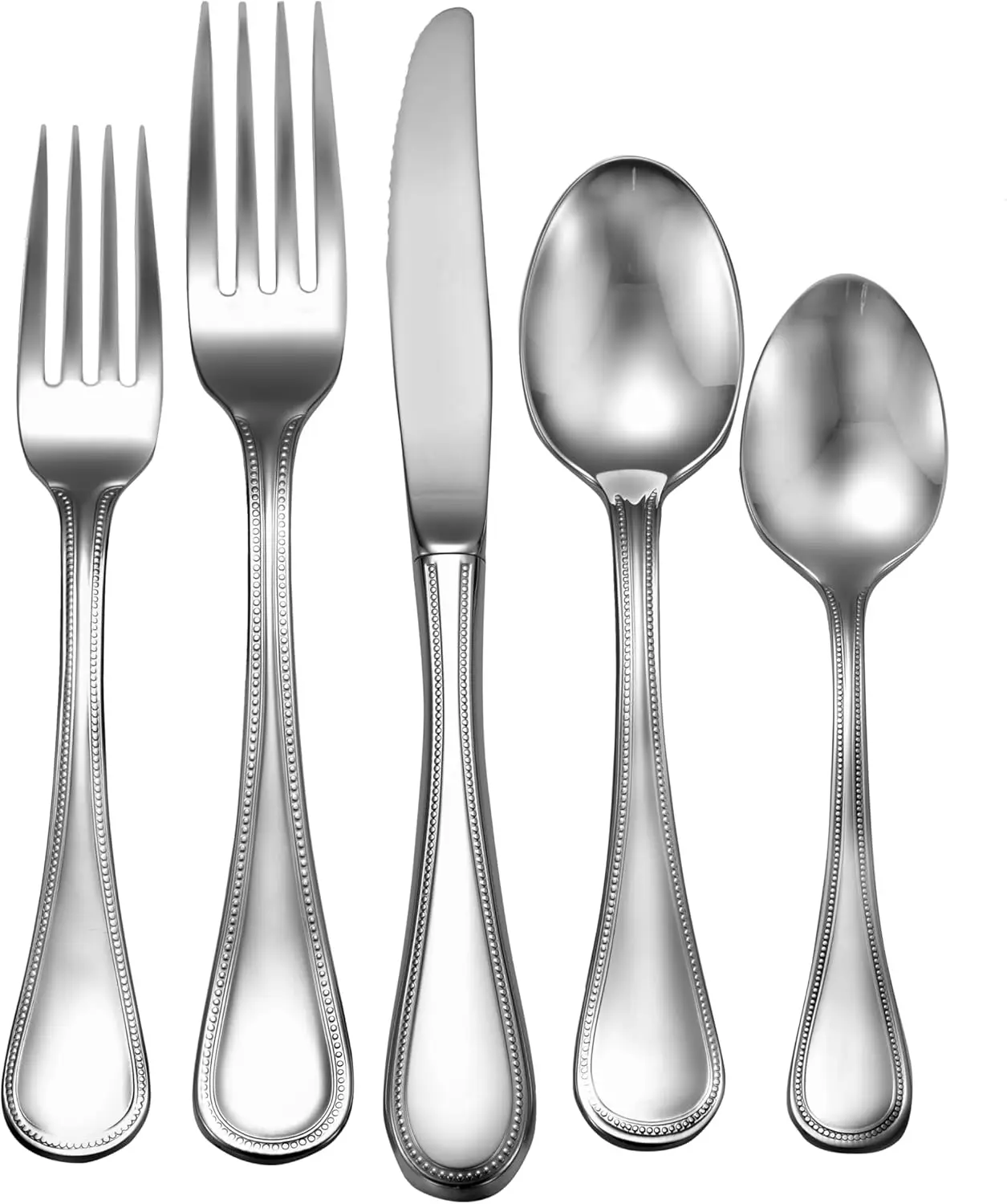 Pearl 45-piece 18/10 Flatware Set Service for 8 Includes Serving Pieces Silverware uses the highest quality stainless steel