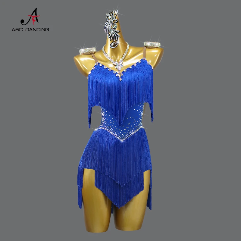 Latin Performance Dance Dress Women Sexy Outdoor Ballroom Party Fringe Skirt...