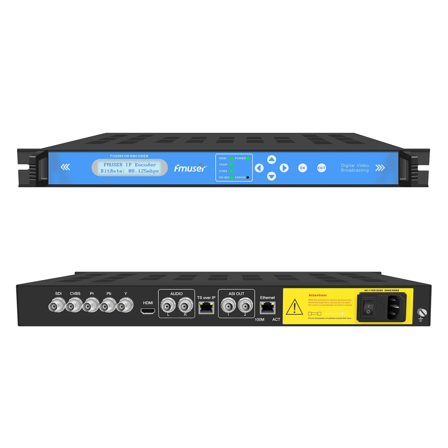 

FU-2205 Multi-interface Digital TV Video an Audio Encoder SDI YPbPr CVBS HD in and ASI IP Out for broadcasting