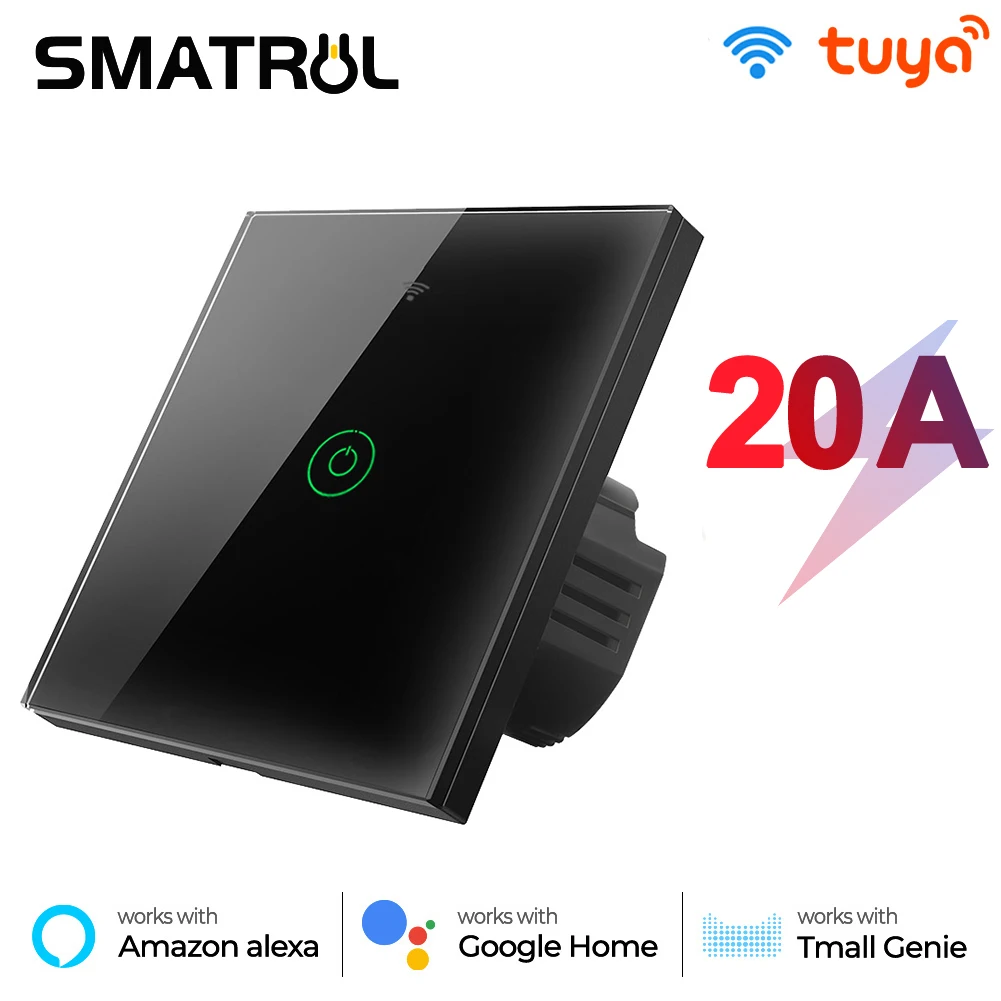 

SMATRUL Tuya WiFi Touch Smart Switch EU 20A Power Electrical 4400W APP Voice Timing Remote Control On Off For Alexa Google Home