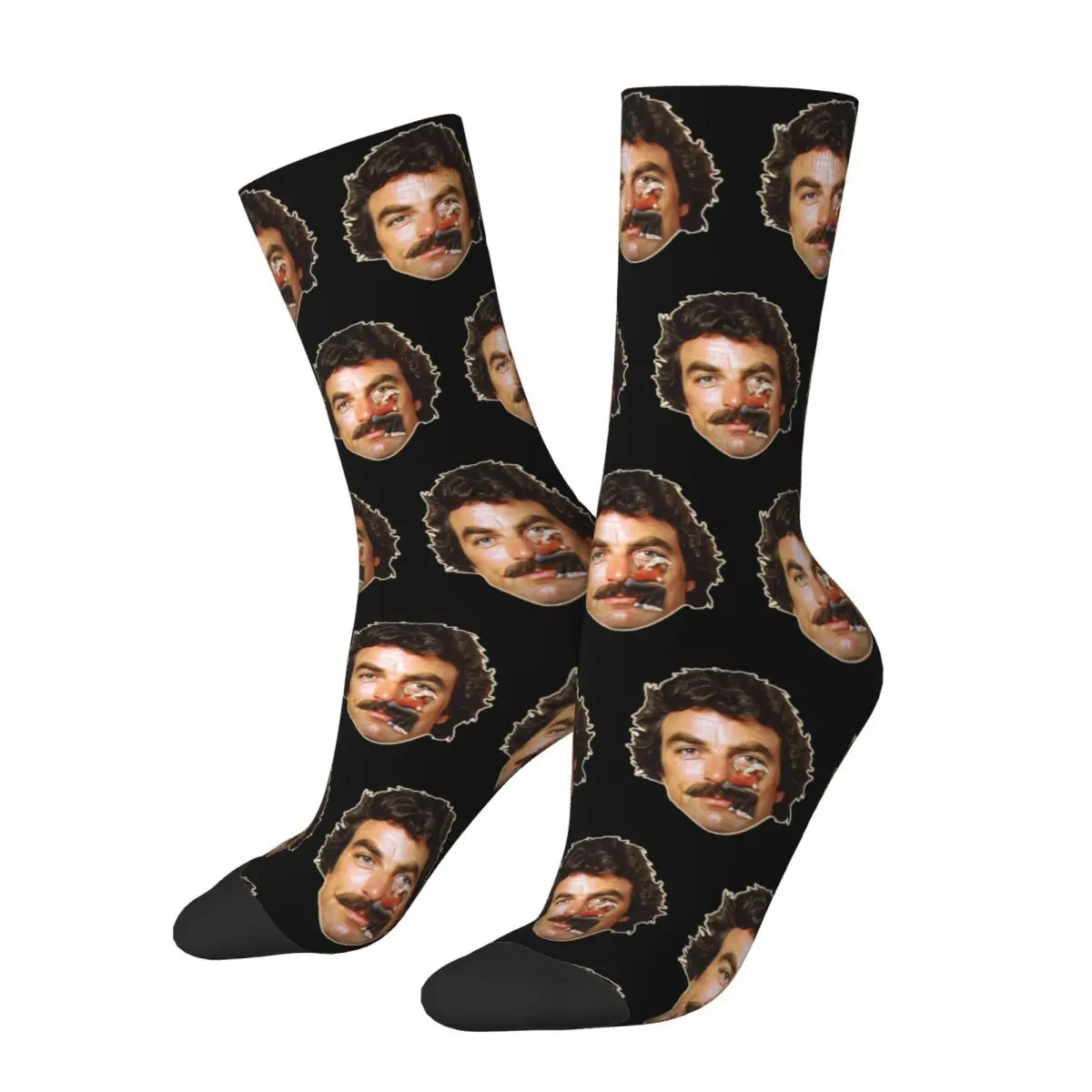 

Tom Selleck Mustache Ride Stuff Crew Socks Compression Humor Sport Crew Socks Warm for Mens Birthday Gifts Idea