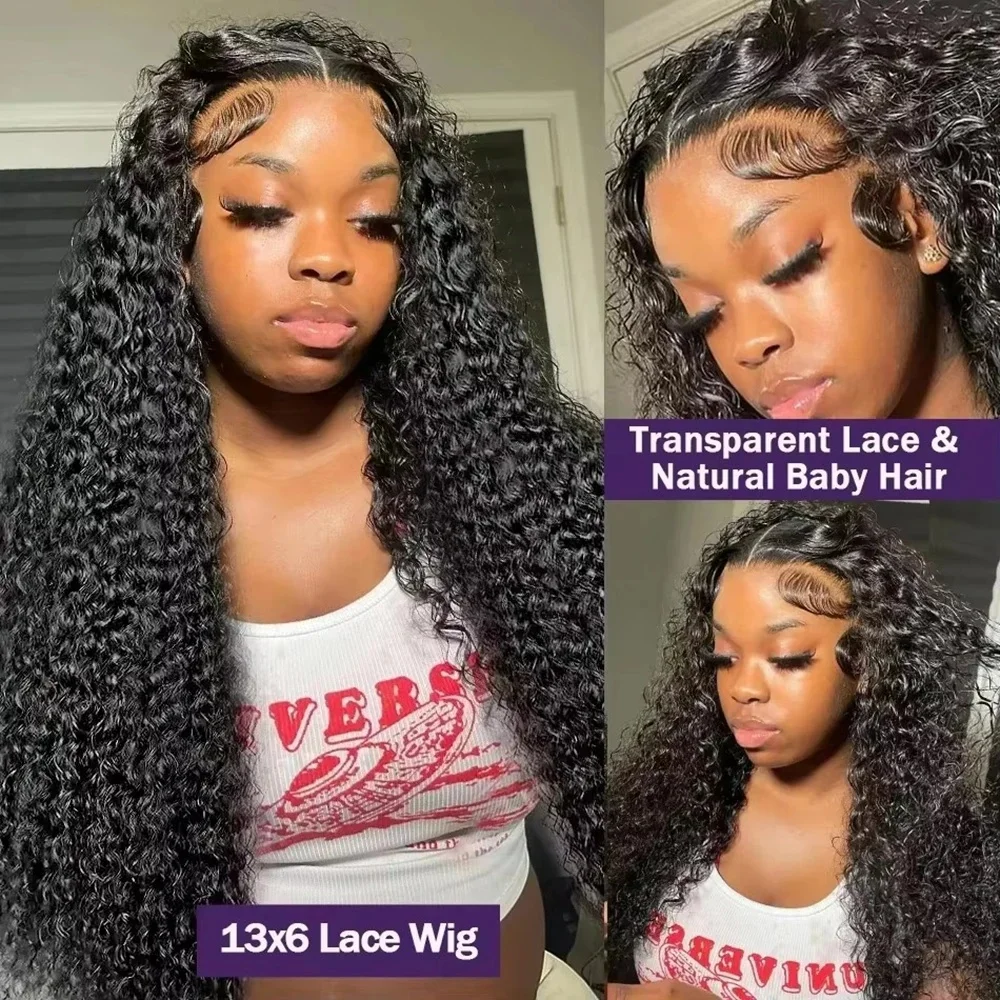 40 46 Inch Deep Wave 13x6 13x4 Hd Lace Front Human Hair Wigs 250 Density Curl 360 Full Lace Front Wig Human Hair For Black Women 3