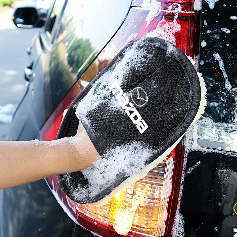 마쓰다 3 6 2 5 CX5 CX3 아텐자 MX5 CX7 악셀라 CX30 CX90 CX60 CX50 MX30 CX9 용 자동차 플러시 세척 장갑 두꺼운 양모 세차 타월