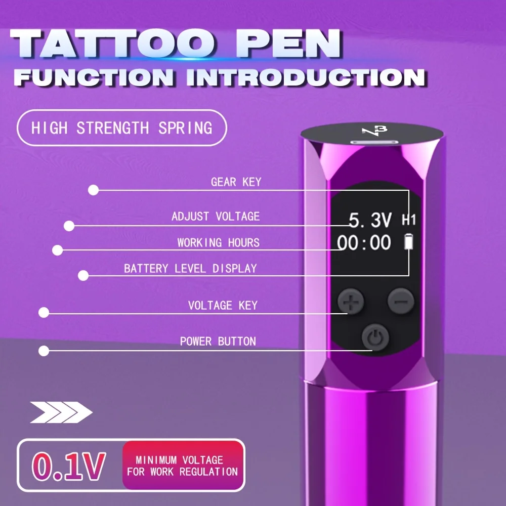 Tattoo Kit Wireless Tattoo Pen Kit Wireless Tattoo Gun Set Configuration with 20 Cartridge Needles and 40 Ink Cups Professional Machine Supplies for Beginners and Masters Lovers' Gifts