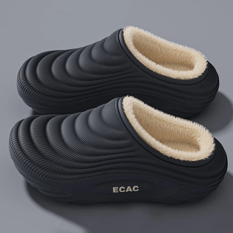 2025 Winter Waterproof Cotton Slippers Women Outdoor Non Slip Short Plush Slides Woman Indoor Soft Sole Warm Home Slippers 45