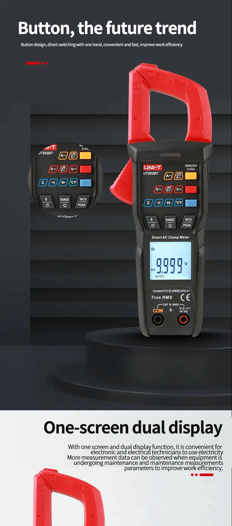 ut202bt conexão bluetooth 600a ac dc tensão