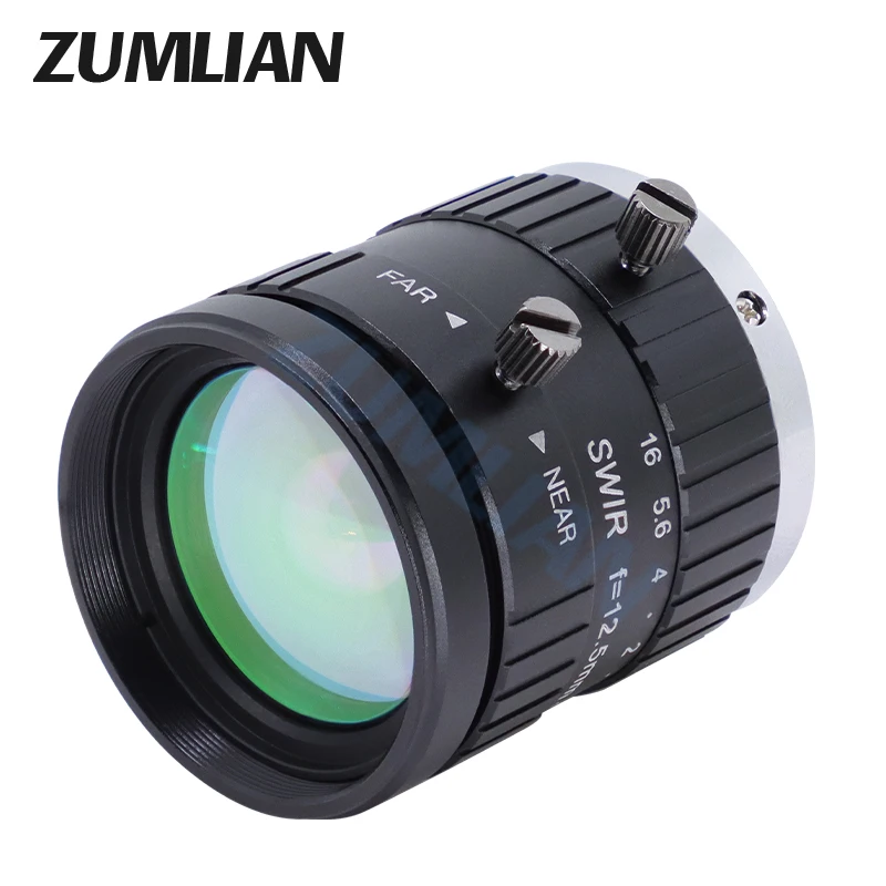 ZUMLIAN 2/3 인치 SWIR 렌즈 단파 근적외선 렌즈 750-1700nm 700-1700nm 8.5mm 12.5mm 16mm 25mm 35mm 50mm 카메라 용 렌즈