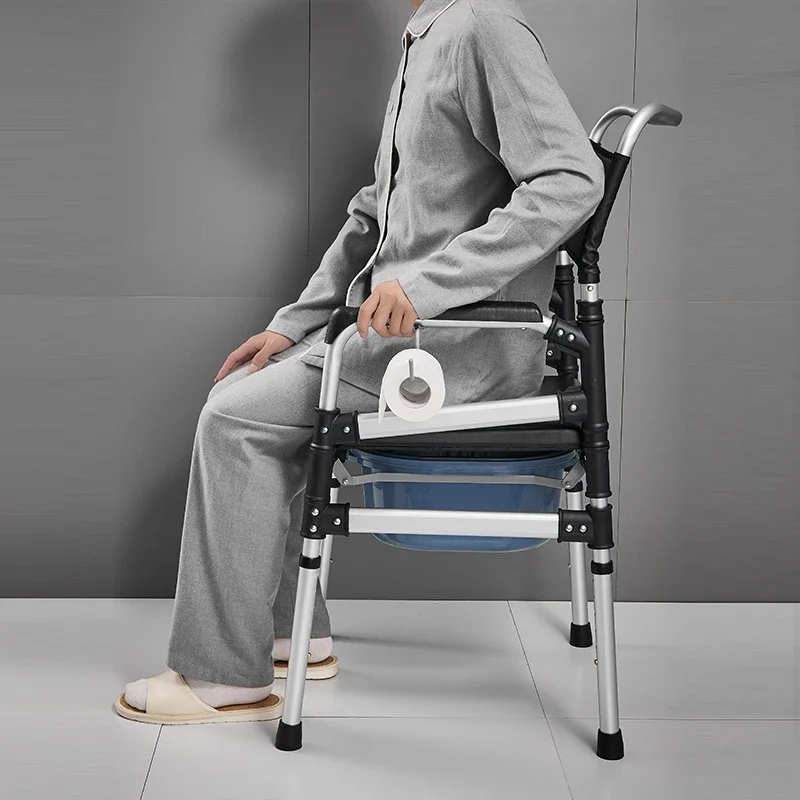 Portable Elderly Commode Chair - Foldable Toilet Seat, Easy Setup for Pregnant Women, Household Potty without Drilling 4