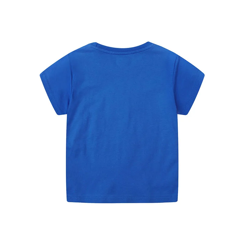 Baby Boys Tops Blue Tees Appliques Children's Clothing T-shirts Summer Cartoon Excavators Kids Clothes