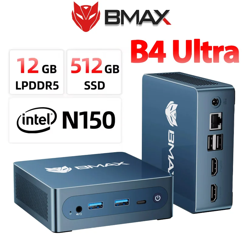 BMAX B4 Ultra Mini PC Windows 11 PC Intel N150 12GB 512GB SSD 2