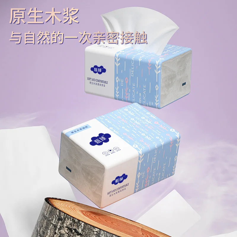 10box Paper Napkins Household Virgin Wood Pulp Paper 4 Layer No Fragrance Thickened Facial Tissue Portable Travel Towels