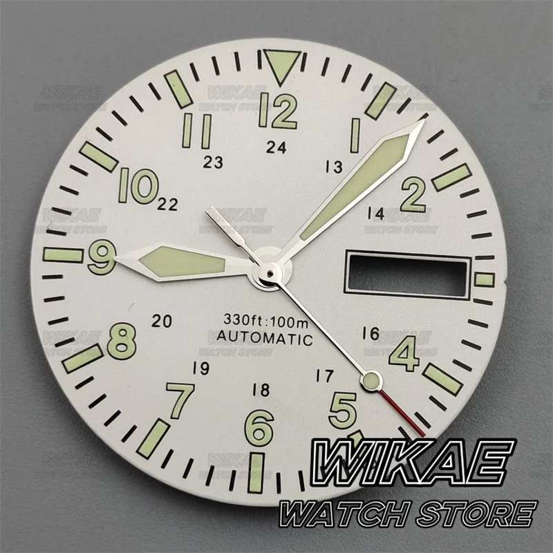 29mm Green Luminous Watch Dial with Multi-Color Options and Dual Date Calendar Window
