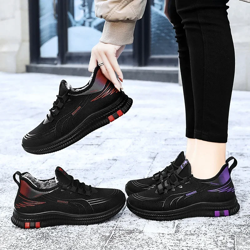 High quality short ankle snow boots for women thickening new 2023 winter casual plush warm shoe - black