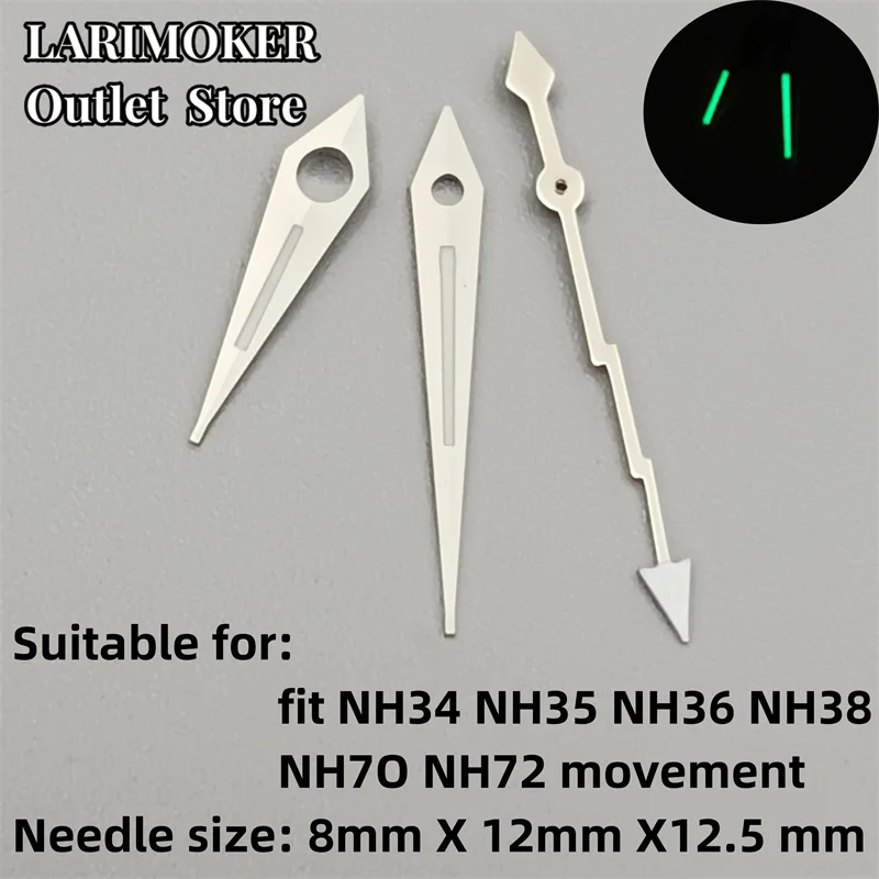 LARIMOKER 시계 핸드, 녹색 발광 핸드 핏, NH35, NH36, NH38, NH70, NH72, ETA 2824, 2836, PT5000 무브먼트